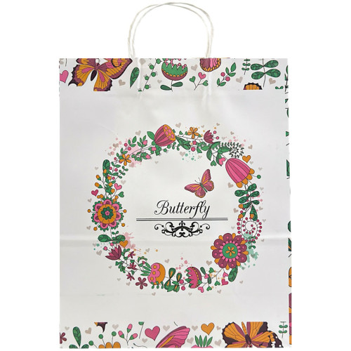 GIFT BAG 25.5X33CM BUTTERFLIES&FLOWERS GIFT BAG 25.5X33CM BUTTERFLIES&FLOWERS