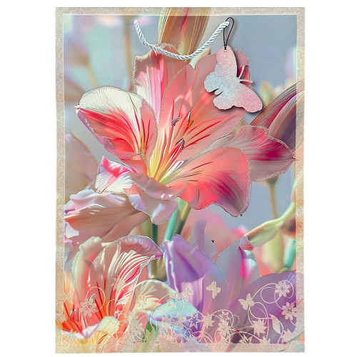 GIFT BAG 30X41CM FLOWER PRINTS W/GLITTER GIFT BAG 30X41CM FLOWER PRINTS W/GLITTER