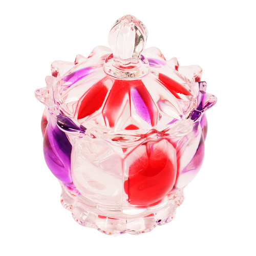 GLASS CANDY BOWL W/LID MULTI COLOUR