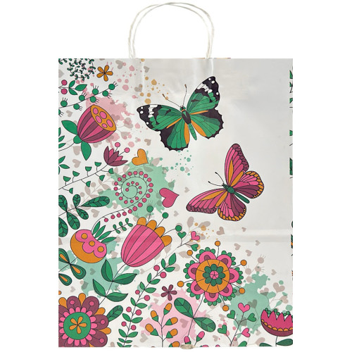 GIFT BAG 25.5X33CM BUTTERFLIES&FLOWERS GIFT BAG 25.5X33CM BUTTERFLIES&FLOWERS