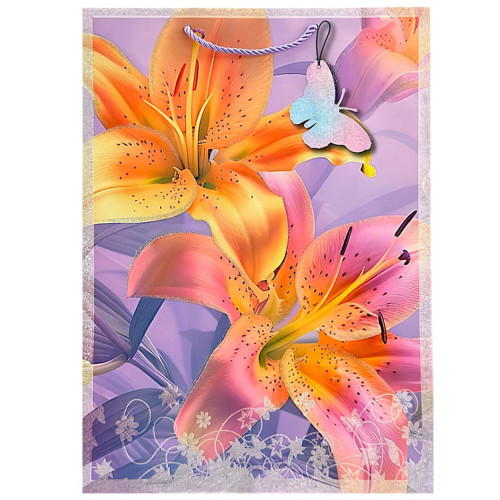 GIFT BAG 30X41CM FLOWER PRINTS W/GLITTER GIFT BAG 30X41CM FLOWER PRINTS W/GLITTER