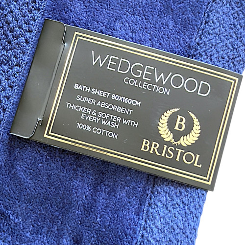 TOWEL WW BATH SHEET NAVY 80X160CM W/WOOD TOWEL WW BATH SHEET NAVY 80X160CM W/WOOD