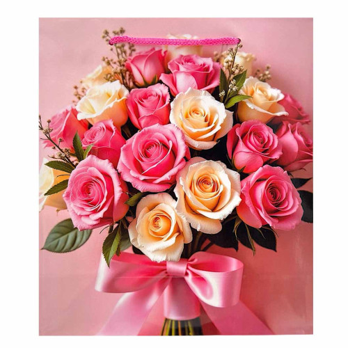 GIFT BAG 21X18CM ASST ROSE DESIGNS GIFT BAG 21X18CM ASST ROSE DESIGNS